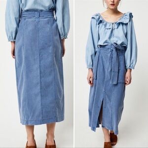 Free People Catching Feelings Midi Denim Skirt